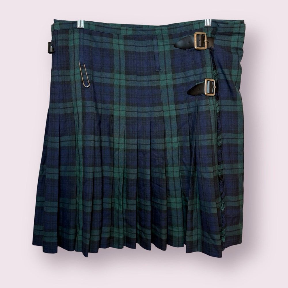 Hector Russell Vintage Tartan Kilt Skirt Black Watch Plaid Pleated 40” Scotland